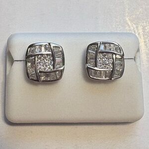 Dazzling Silver Square Earrings